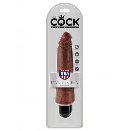 King Cock 8&quot; Vibrating Stiffy Brown